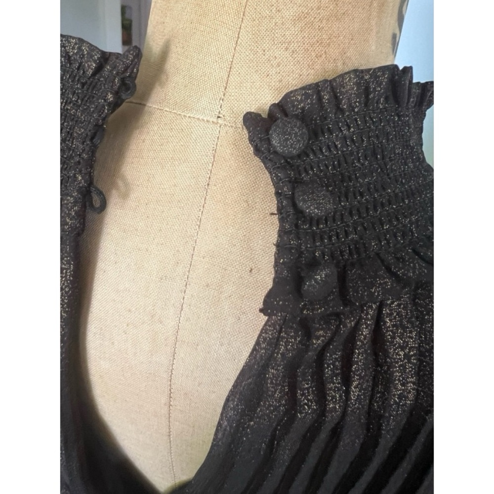 Nanette Lepore Black Gold Sleeveless Pleated Dress Size 2 - Picture 6 of 13